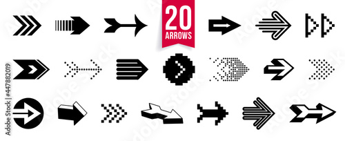 Arrows vector big set of different shapes styles and concepts, cursors for icons or logo creation, graphic design elements for web or print.