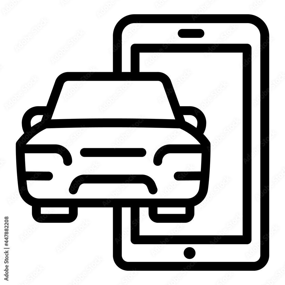 Phone car sharing icon. Outline Phone car sharing vector icon for web design isolated on white background Phone car sharing icon. Outline Phone car sharing vector icon for web design isolated on white background