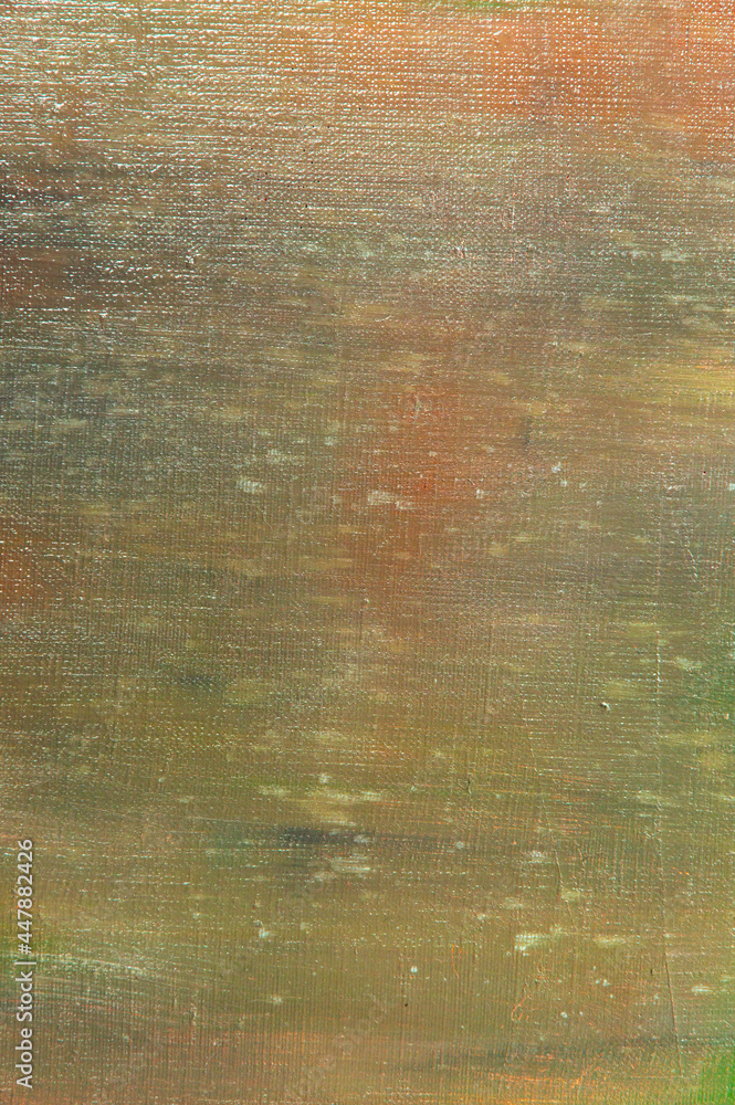 abstract colored creative background - rough linen canvas unevenly covered with multi-colored primers, reflections of light. Toning, blurring, selective focus. Temporary object.