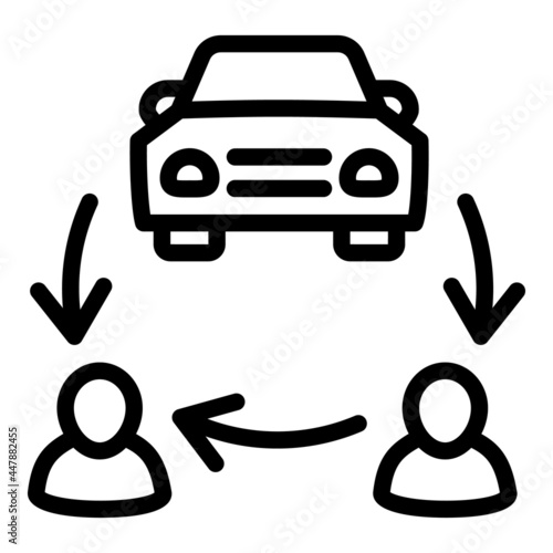 Circle car sharing icon. Outline Circle car sharing vector icon for web design isolated on white background