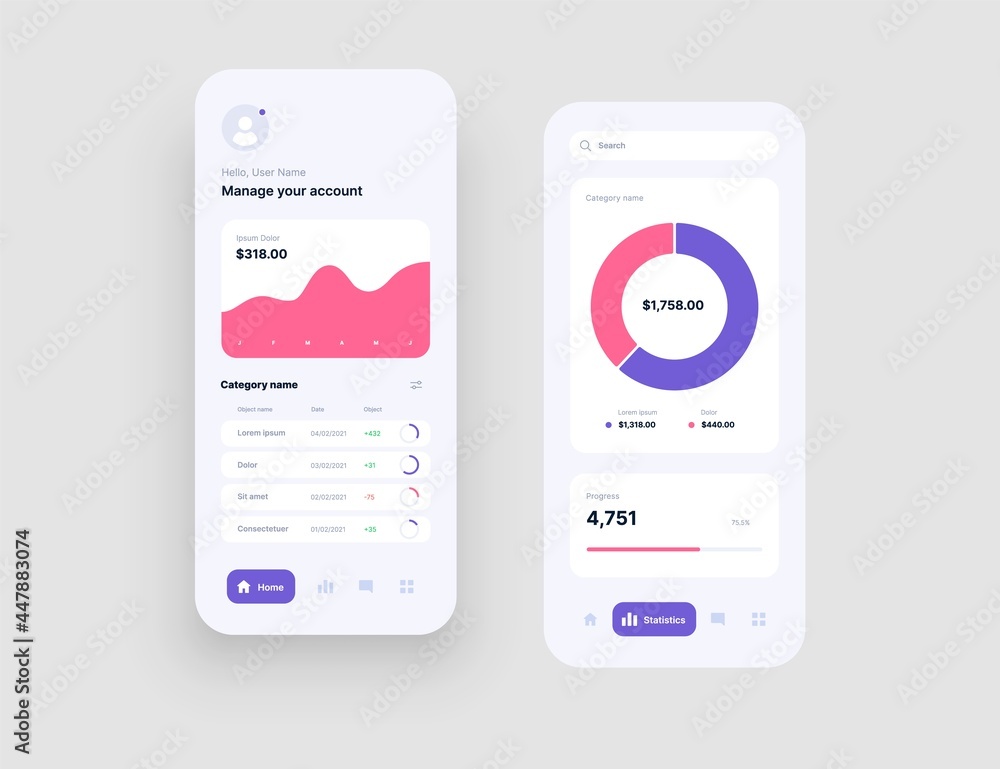 Mobile app interface design with UI and UX elements. Use design for web application or mobile app. - obrazy, fototapety, plakaty 