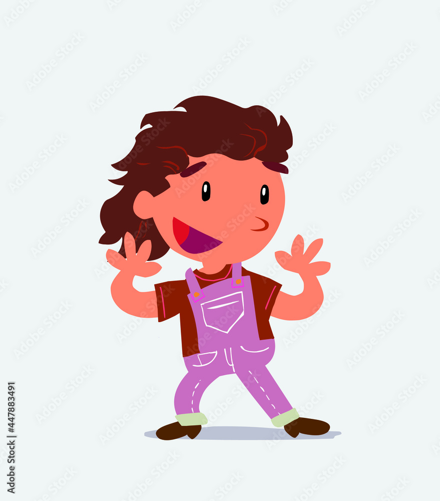 Pleasantly surprised cartoon character of little girl on jeans. Pleasantly surprised cartoon character of little girl on jeans.