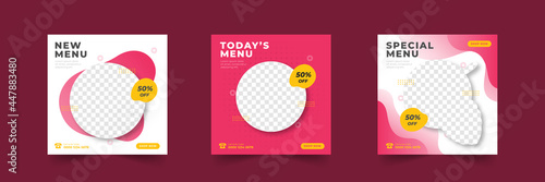 food menu social media post banner template collection