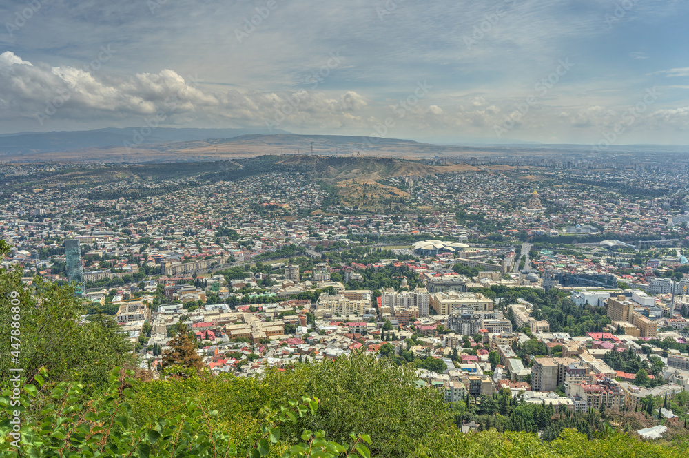 Tbilisi cityscape from Mtatsminda Park, HDR Image