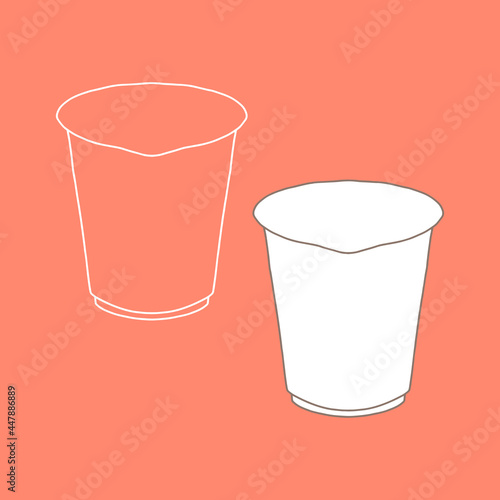 Quick-cooking soup in a plastic cup mockup. Vector illustration of package. Line design icon.