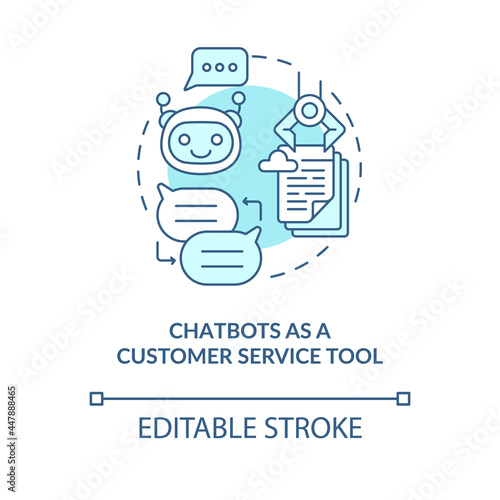 Chatbot as customer service tool blue concept icon. Support bot for online communication. Message software abstract idea thin line illustration. Vector isolated outline color drawing. Editable stroke