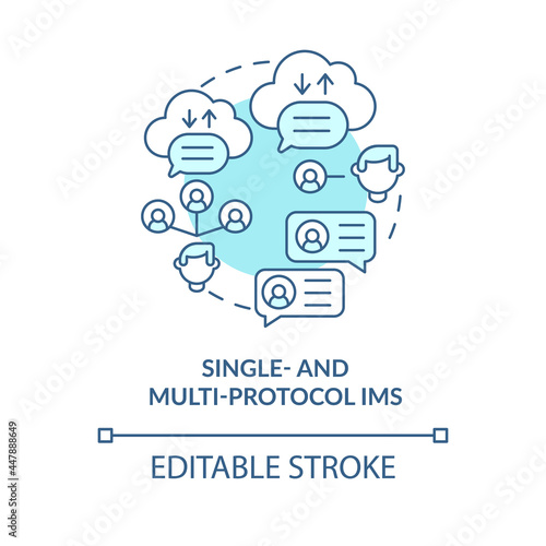 Single and multi protocol IM blue concept icon. Online platform services for texting. Messaging software abstract idea thin line illustration. Vector isolated outline color drawing. Editable stroke