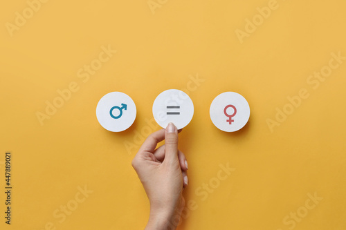 Paper circles with the icons men and women Equality between men and women. Gender equality and tolerance photo