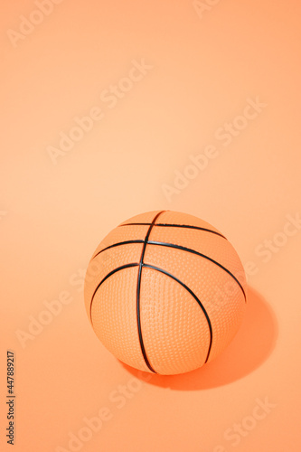 basketball on orange background. sport and competition.copy space. 3d illustration