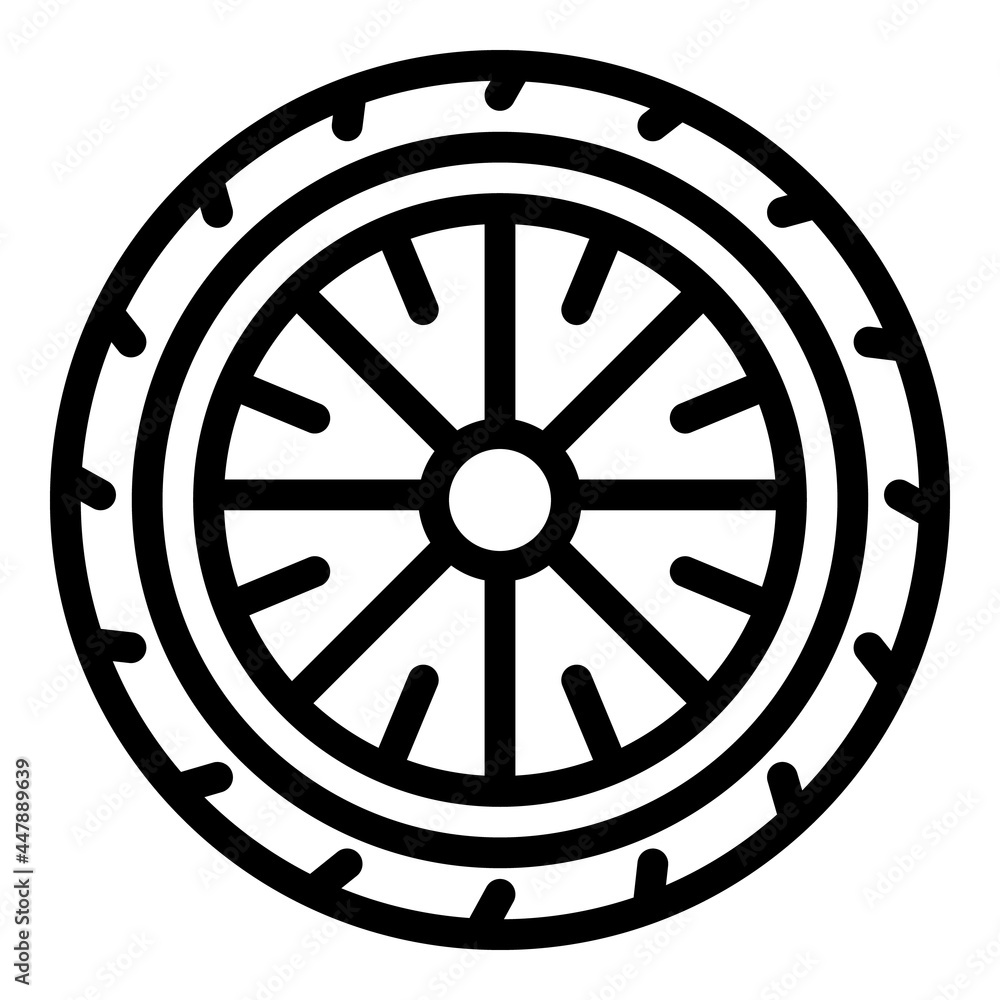 Bike wheel tire icon. Outline Bike wheel tire vector icon for web design isolated on white background Bike wheel tire icon. Outline Bike wheel tire vector icon for web design isolated on white background