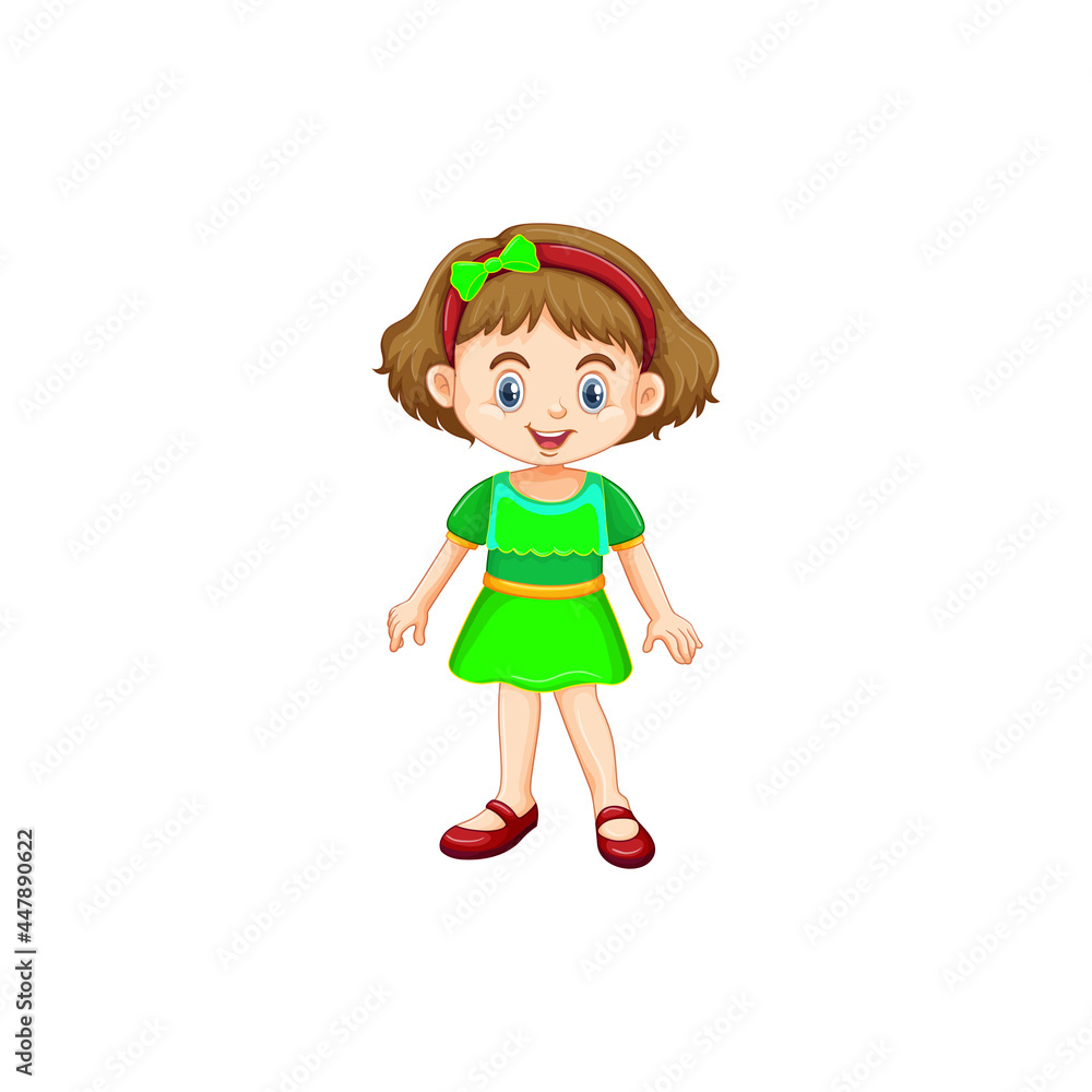 flat girl character on white background flat girl character on white background