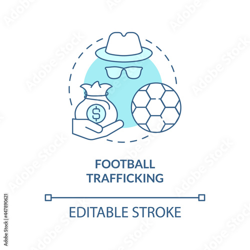 Football trafficking blue concept icon. Human abduction in sport abstract idea thin line illustration. Smuggling and money extortion. Vector isolated outline color drawing. Editable stroke