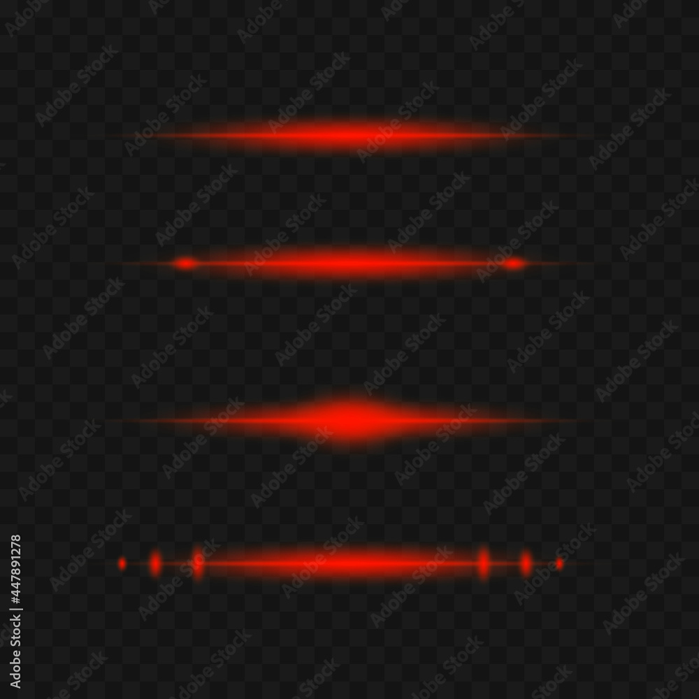 Line shiny red light effect vector illustration on transparent