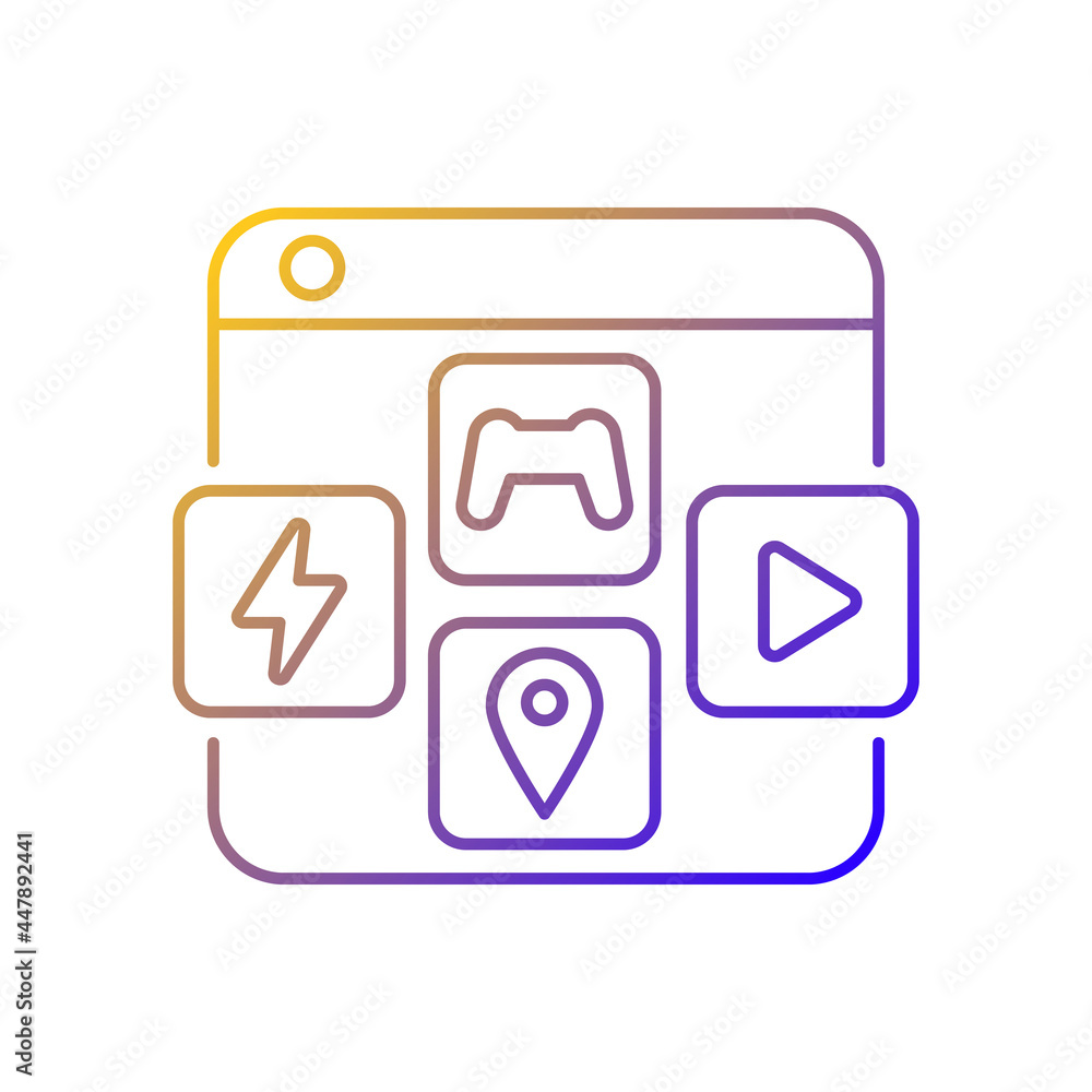 App distribution platforms gradient linear vector icon. Applications ...