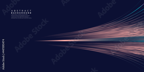 Wave vector element with abstract colorful lines on black background use for banner, poster, website. Curve flow motion illustration.
