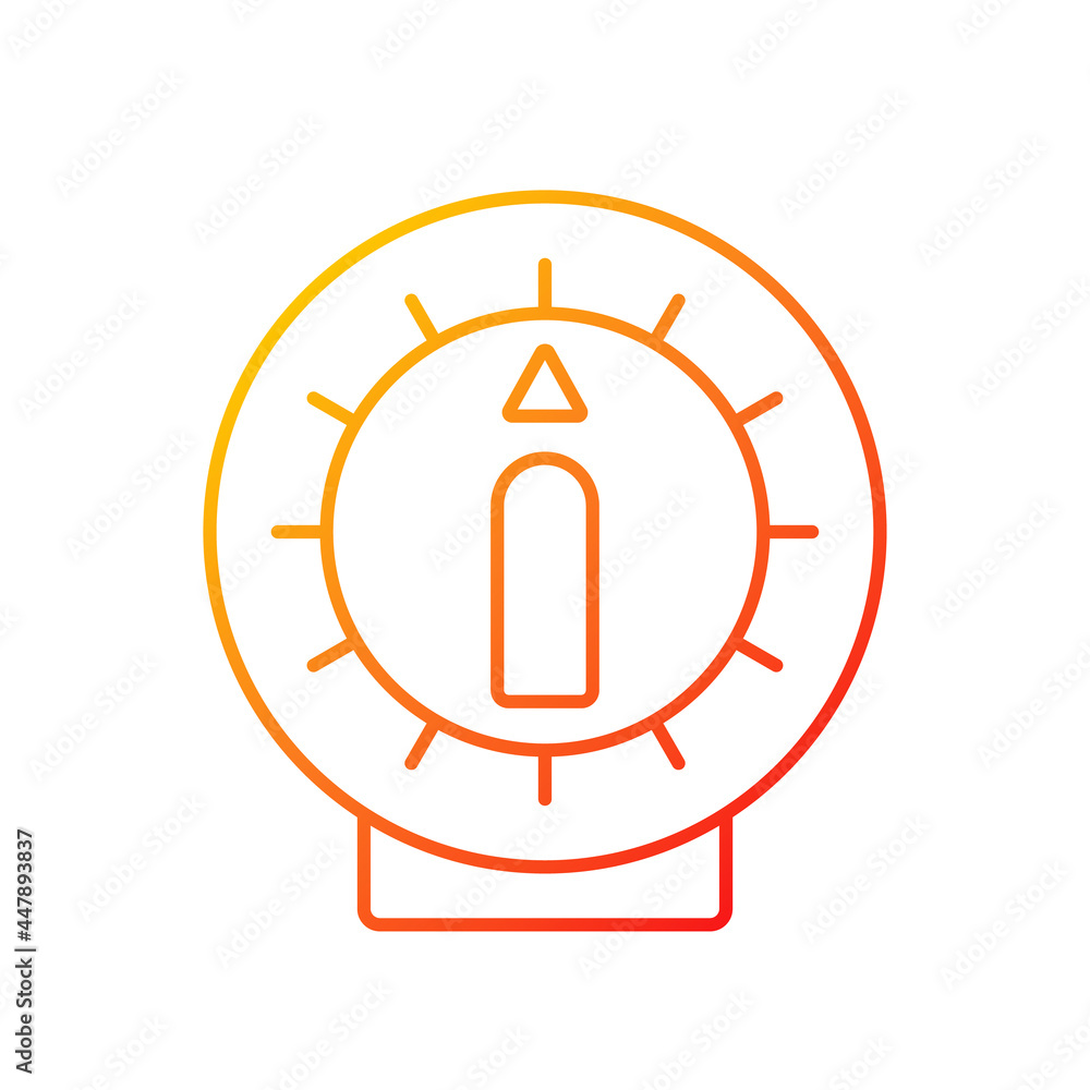 Kitchen timer gradient linear vector icon. Alarm clock with countdown on dial. Household gadget. Cooking instruction. Thin line color symbols. Modern style pictogram. Vector isolated outline drawing Kitchen timer gradient linear vector icon. Alarm clock with countdown on dial. Household gadget. Cooking instruction. Thin line color symbols. Modern style pictogram. Vector isolated outline drawing