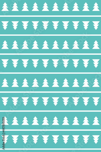 Winter seamless pattern with fir trees and stripes. Simple abstract geometric texture. Scandinavian backgrounds for New Year, Christmas, holidays greeting cards, banner, wallpapers.