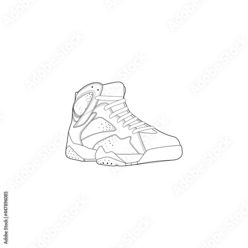 Hand drawn sketch of  shoes, sneakers for summer. Vector stock illustration. Sport wear for men and women.