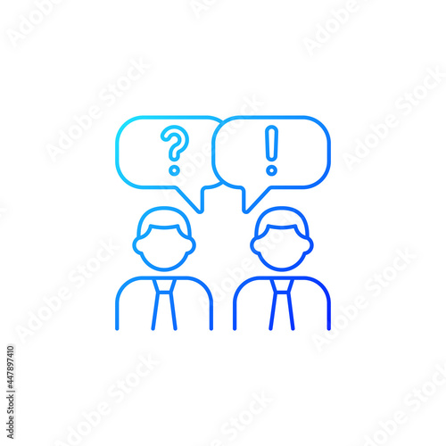 Communication gradient linear vector icon. People talking. Verbal and nonverbal communication. Group discussion. Thin line color symbols. Modern style pictogram. Vector isolated outline drawing