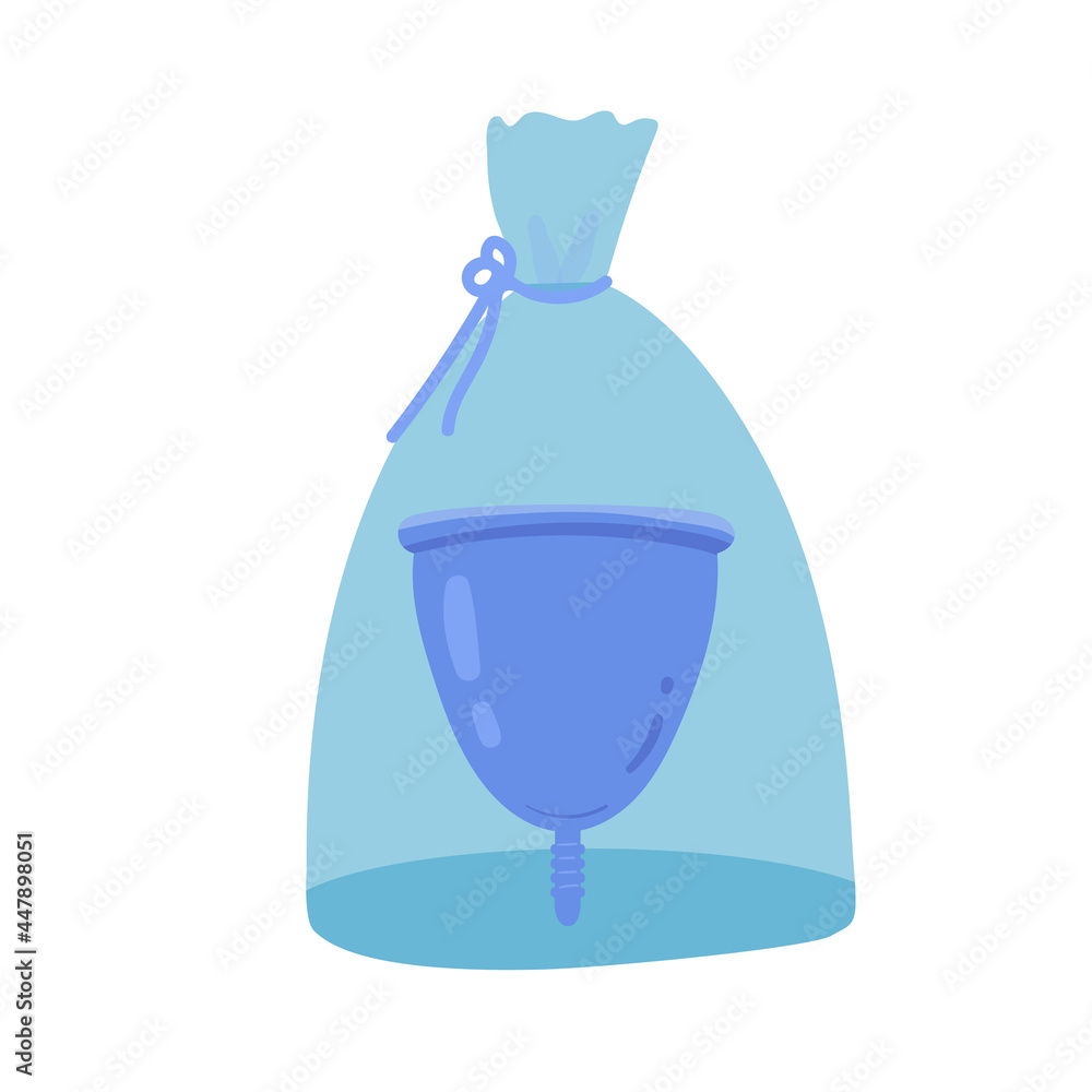 blue menstrual cup in a case icon isolated on white background. flat style blue menstrual cup in a case icon isolated on white background. flat style