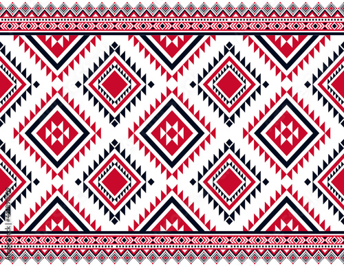 red and black ethnic geometric traditional seamless background. Design for wallpaper,clothing,wrapping,batik,fabric,carpet. Vector illustration pattern embroidery style.