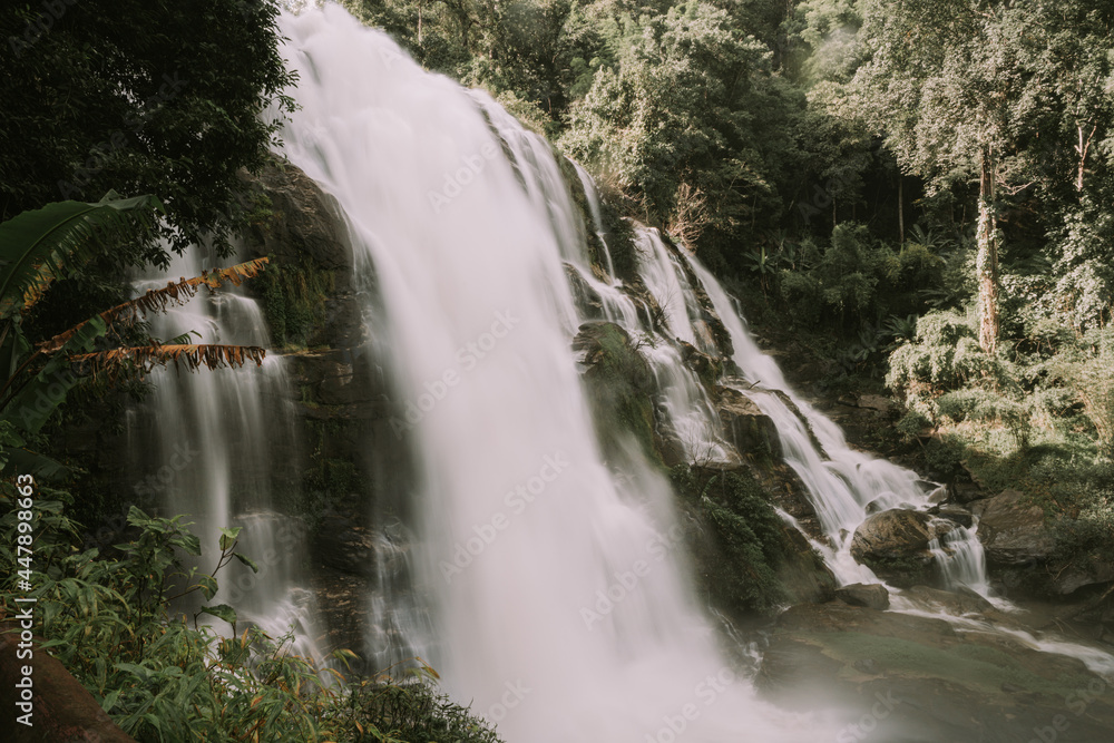 Landscape of wachirathan waterfall, Inthanon National Park, Thailand.
