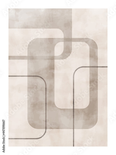 Trendy contemporary abstract creative minimalist hand painted composition for wall decoration, postcard or brochure cover design in vintage style art. EPS10 vector.