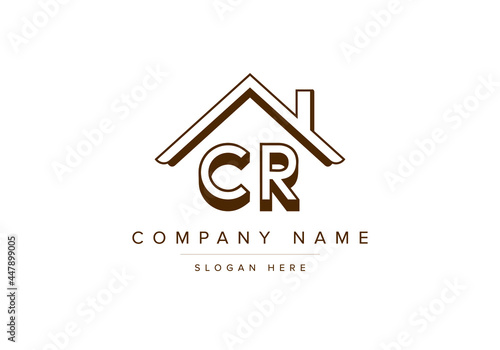 Alphabet letters CR home or house logo for real estate