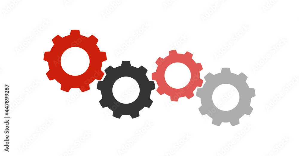 Vector illustration of four connected gears. Vector illustration of four connected gears.