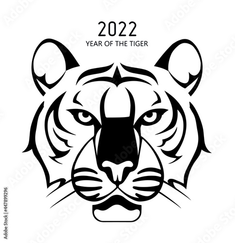Zodiac 2022 beautiful tiger year of the tiger. Depicted cartoon tiger vector graphics.
