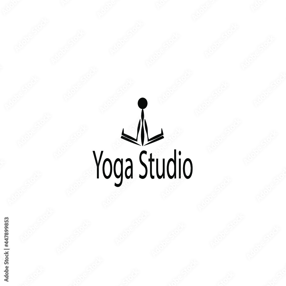 vector logo vector studio. Black figure of a man in a yoga pose vector logo vector studio. Black figure of a man in a yoga pose