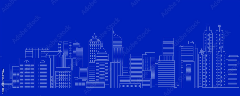 Cityscape Building Line art  design illustration - Jakarta city.