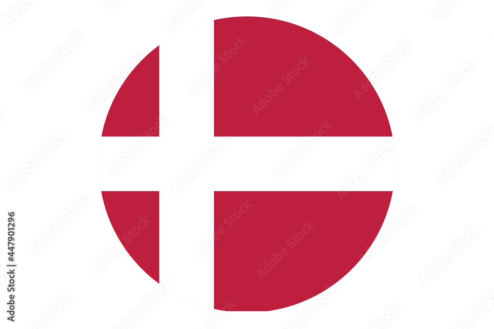 Circle flag vector of Denmark on white background. Circle flag vector of Denmark on white background.