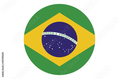 Circle flag vector of Brazil on white background.