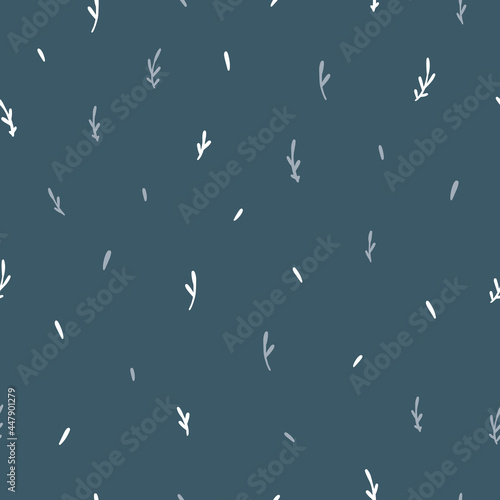 Minimalistic botanical pattern. Vector background with leaves and plants © redchocolatte