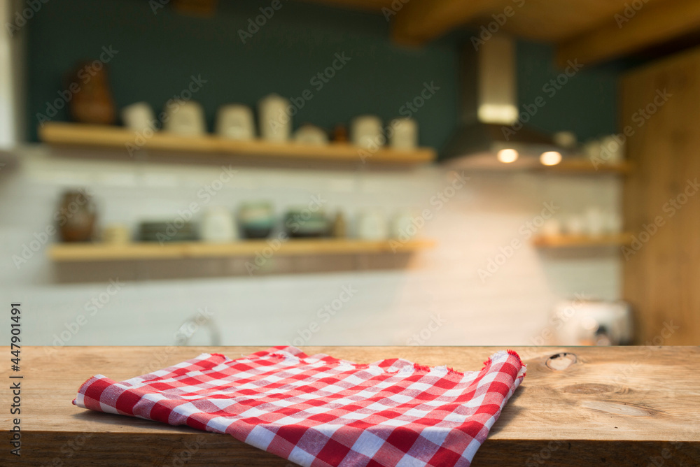 Obraz premium Kitchen background with table cloth