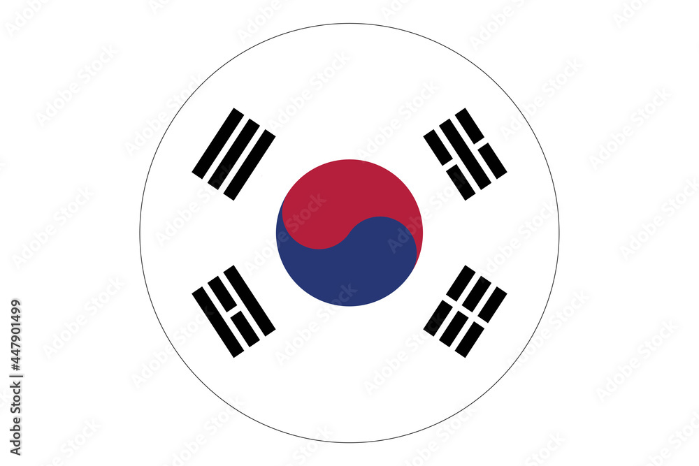 Circle flag vector of South Korea on white background. Circle flag vector of South Korea on white background.