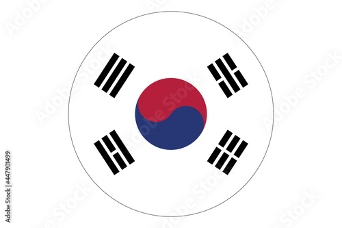 Circle flag vector of South Korea on white background.