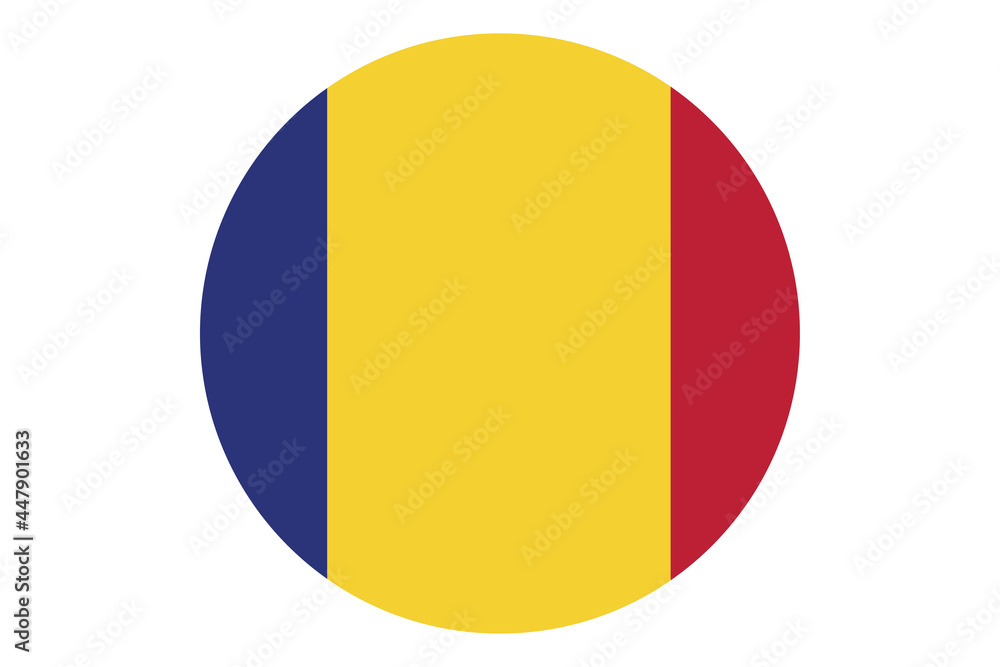 Circle flag vector of Romania on white background.