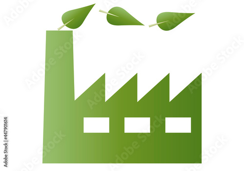 Icono verde de una fábrica ecológica.