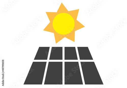 Icono de panel solar y sol de energía renovable.