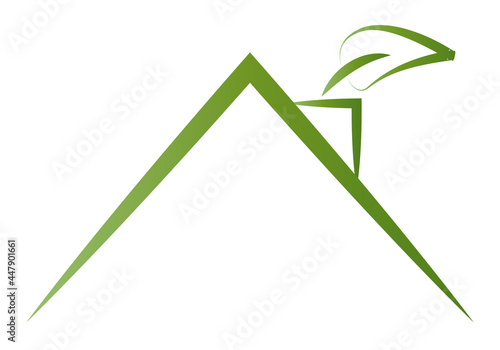Icono de tejado verde de una casa eco.