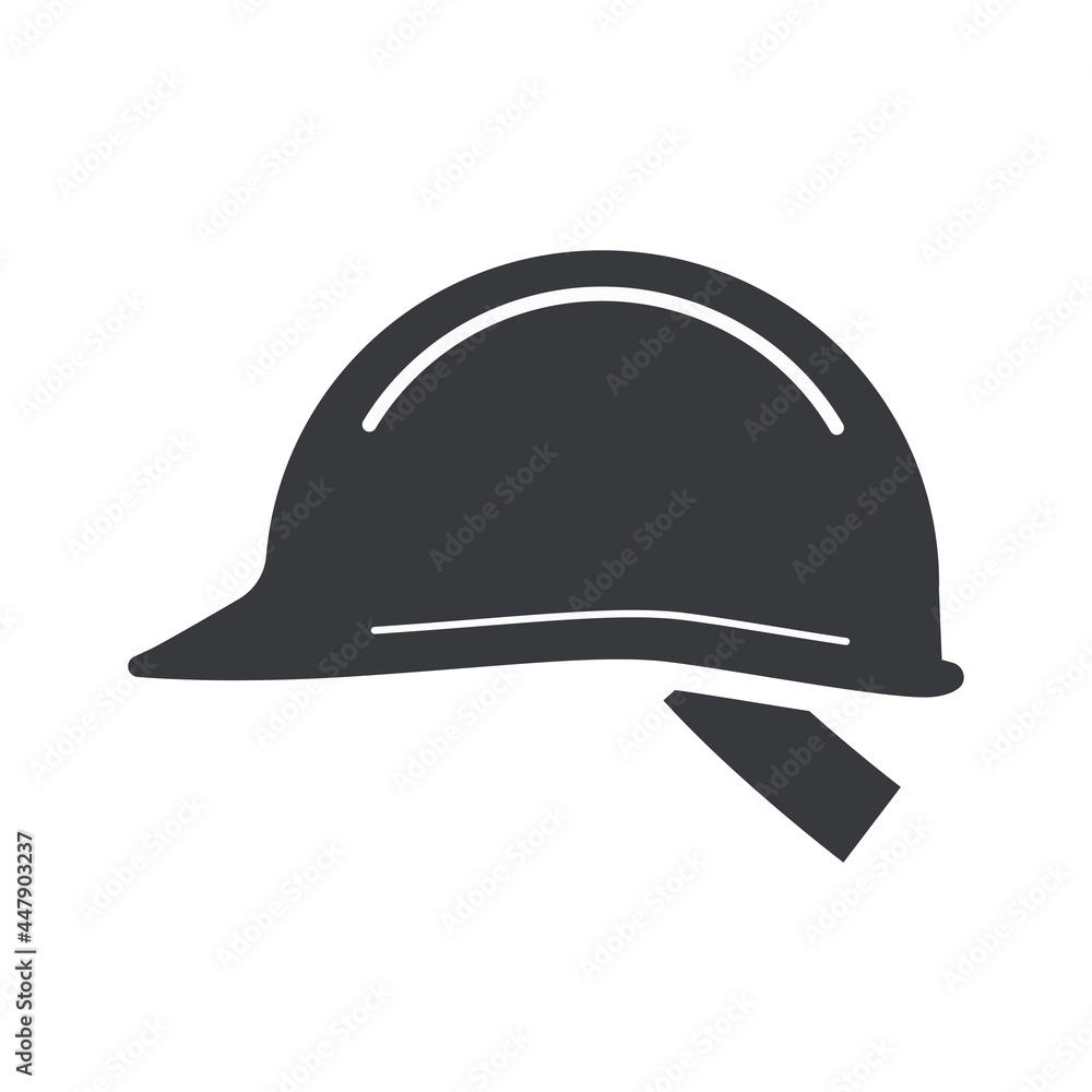 Black filled cunstruction helmet vector icon isolated on white transparent background Black filled cunstruction helmet vector icon isolated on white transparent background