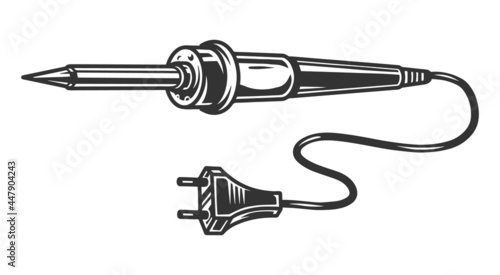 Electric soldering iron with plug