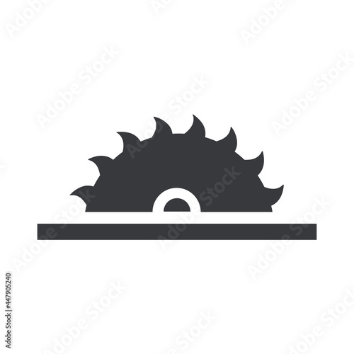 Black filled circular saw vector icon isolated on white transparent background