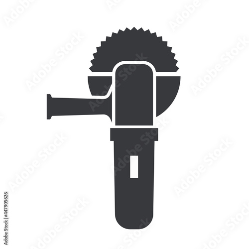 Black filled circular saw vector icon isolated on white transparent background