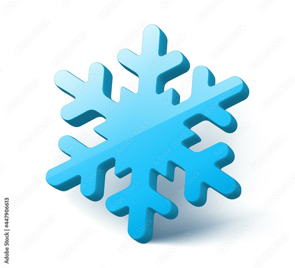 3d vector blue snowflake. Isolated on white background. 3d vector blue snowflake. Isolated on white background.