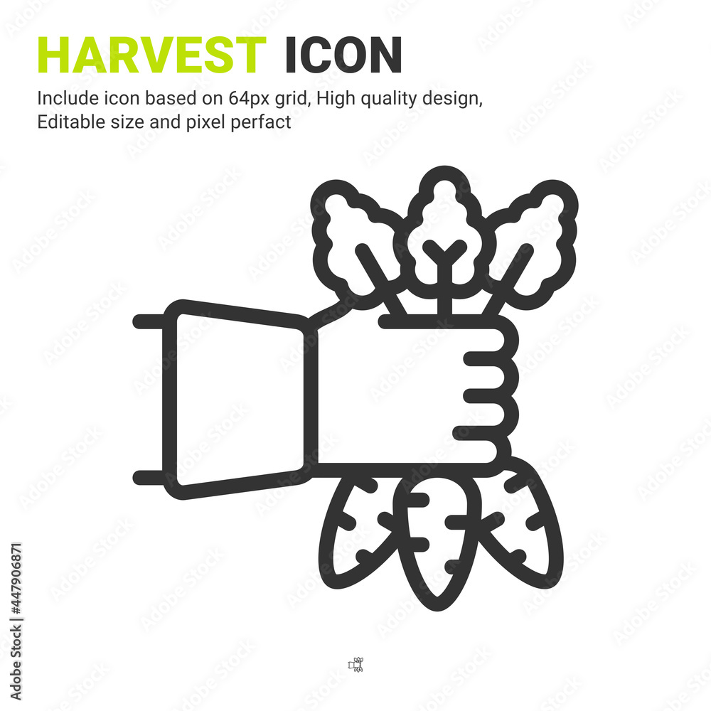 Harvest icon vector with outline style isolated on white background. Vector illustration crop sign symbol icon concept for digital farming, technology, industry, agriculture, apps, web and all project Harvest icon vector with outline style isolated on white background. Vector illustration crop sign symbol icon concept for digital farming, technology, industry, agriculture, apps, web and all project