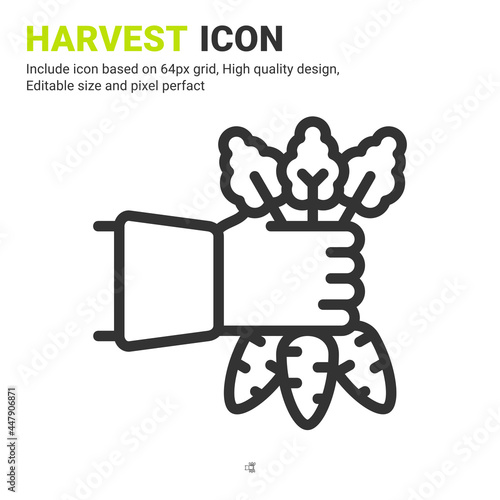 Harvest icon vector with outline style isolated on white background. Vector illustration crop sign symbol icon concept for digital farming, technology, industry, agriculture, apps, web and all project