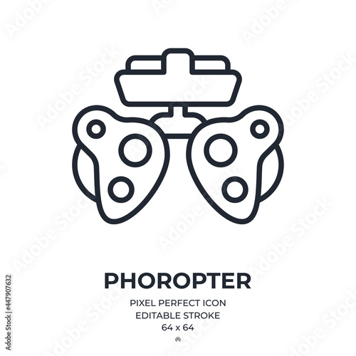 Phoropter editable stroke outline icon isolated on white background flat vector illustration. Pixel perfect. 64 x 64. photo